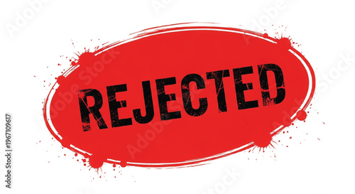 Red rejected stamp on white background with cracks