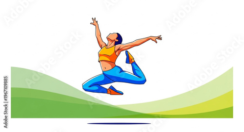 Woman dancer performing a graceful ballet pose mid-air.