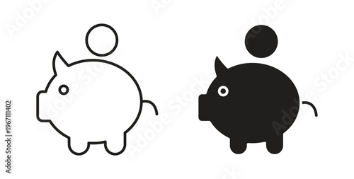 Piggy bank icon vector pictogram pack. icon vector template
