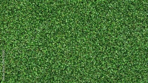 A close-up view of a vibrant green artificial grass surface.