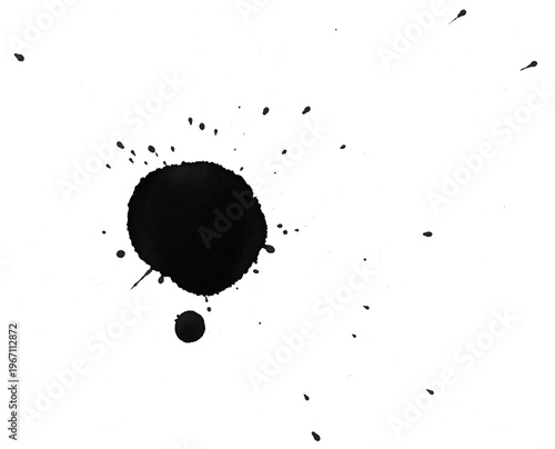 black ink splash on a white background