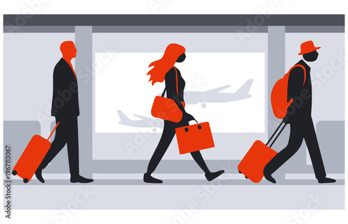 business mans in airport in vector style
