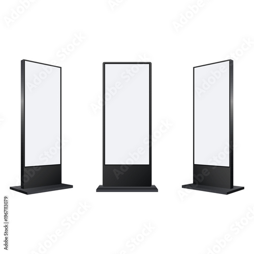 Vertical digital signage screens mockup for advertising display. vector illustration