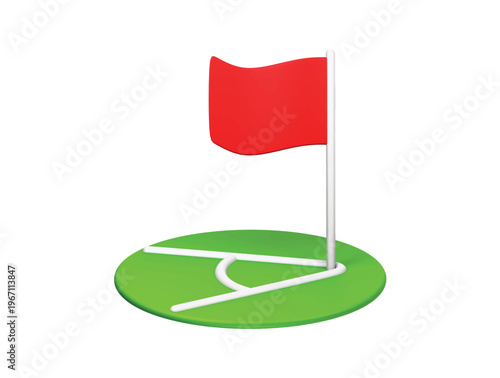 Football corner flag icon 3D render illustration isolated

