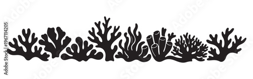 Coral and Sponge Silhouette Vector Illustration