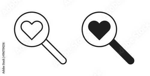 Search heart icon vector pictogram pack. icon vector template