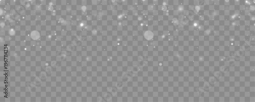 Tiny white particles float in a soft haze, forming shimmering bokeh and gentle highlights across a transparent dark canvas.