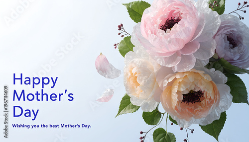 AI Generated Image Illustration of Mother’s Day banner with copy space and flowers
