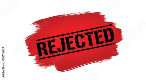 Red stamp with word rejected and water splash effect