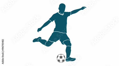 Dynamic illustration of a male soccer player kicking a football