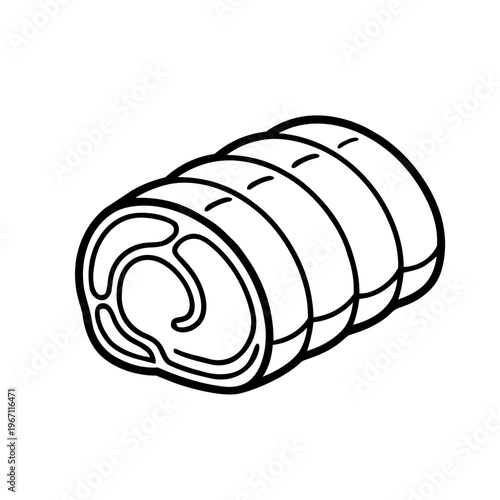 Bold Line Tied Rolled Meat Block Illustration / Roast Pork Vector Icon