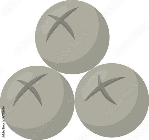 Three Indonesian Meatballs Bakso Flat Illustration. Clean Icon Design Element Isolated on White Background