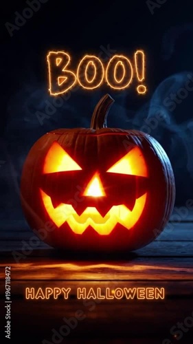 Halloween Pumpkin with Boo Message.