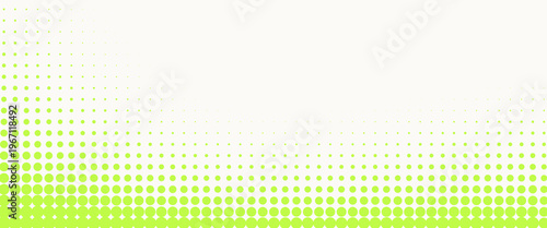 Abstract halftone background featuring vibrant green dots fading across a clean white surface.