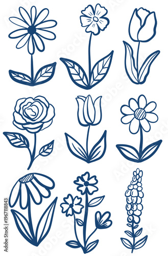 set of vector flowers