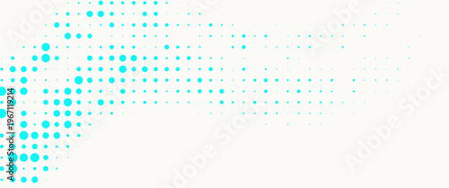 Abstract halftone background featuring a flowing wave of turquoise dots on a clean white backdrop.