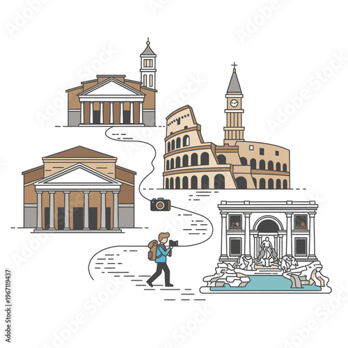 Traveler exploring iconic Italian landmarks and architecture.