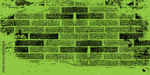Grunge brick wall texture in black and green tones, perfect for background, street art, industrial design, and vintage urban style projects. vektor illustration modern