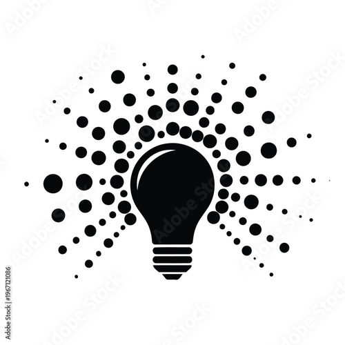Black light bulb icon with creative idea concept and vector