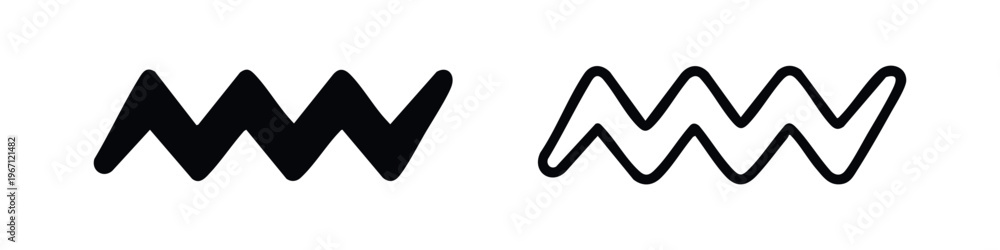Fototapeta premium Zigzag Line Icon Set. Wavy Wave Pattern and Abstract Shape Symbols.