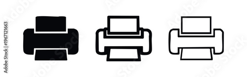 Office Printer Icon Set, Printing Technology Symbol