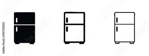 Refrigerator and freezer appliance icon set in solid and outline styles