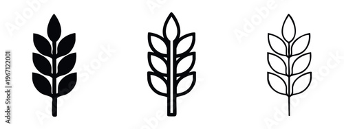 Wheat Stalk Icons Set Representing Grain and Agriculture in Varied Styles - Vector Illustration