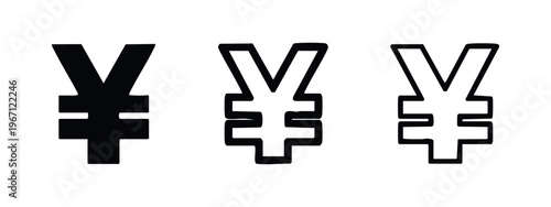 Yen or Yuan currency symbol icon set, representing finance and economy.