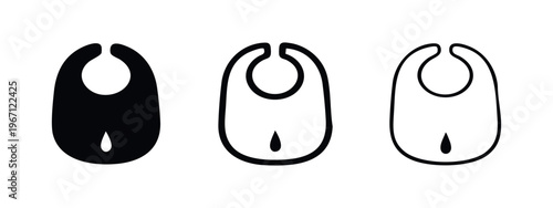 Baby Bib with Drool Drop Icon Set - Infant Feeding Accessory Vector