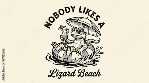 Lizard sitting on inflatable raft.