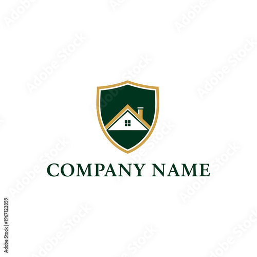 Elegant House Shield Logo for Company Name Branding.