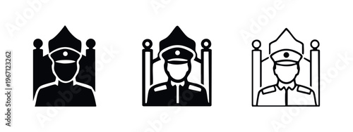 Judge or Officer in Formal Chair Icon Set - Law, Justice, and Authority Symbol