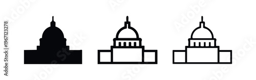 Government Capitol Building Icon Set - Parliament, Politics, and Democracy Symbol