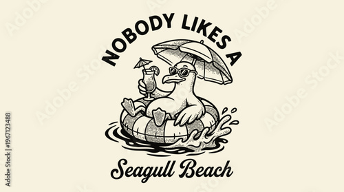 Seagull sitting on inflatable raft.