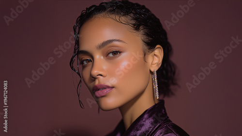 Beautiful young woman as a fashion model in a luxury high fashion catwalk fashion show