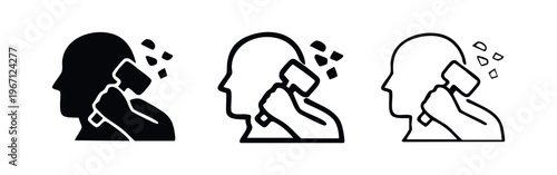 Person with phone and broken signal icon set. Vector illustration of communication problems, disconnection, or poor network coverage.