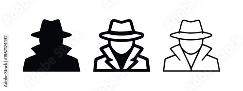 Detective Private Investigator Icon Set. Mystery and Investigation Vector Illustration.