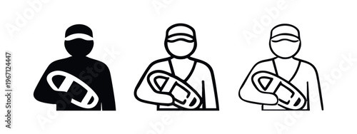 Baseball Player or Coach with Cap and Ball Icon Set. Sports Game and Training Vector Illustration.