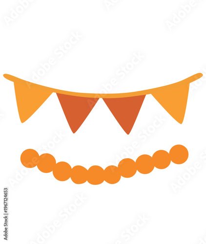 Janmashtami, Karva Chauth festive bunting flags and garland decoration, Indian holiday celebration elements.