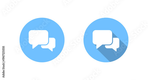 Speech bubble chat icon with long shadow. Conversation message symbol. Dialog communication sign