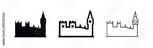 Big Ben and Houses of Parliament icon set.