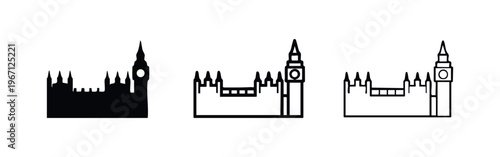 Big Ben and Houses of Parliament icon set.