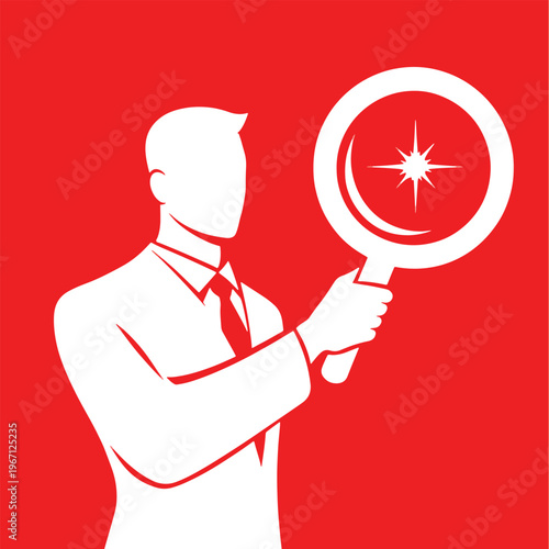 Journalism Integrity Concept with Microphone as Magnifying Glass Revealing Truth Transparency and Investigative Reporting Illustration