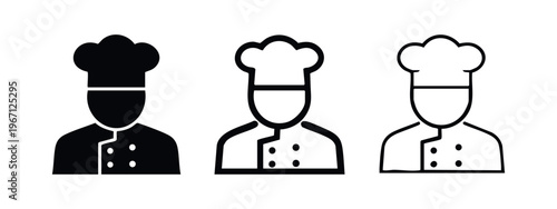 Chef Icon Set - Culinary Professional Silhouette and Outline Symbols for Food and Restaurant