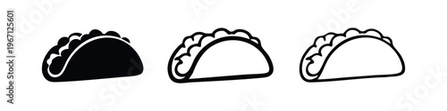 Delicious Taco Icons Set - Classic Mexican Fast Food Symbols in Solid and Outline Styles