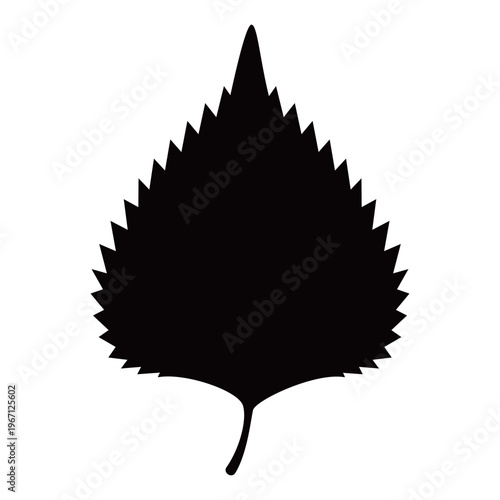 シソの葉のイラスト　コピースペースあり　背景透過　モノクロ
