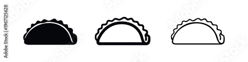 Dumpling, Empanada, or Taco Simple Glyph and Outline Icons Set