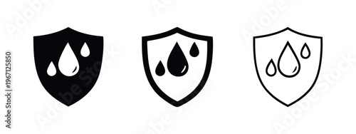 Water Protection Shield Icon - Water Resistant Symbol with Single Droplet