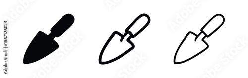 Gardening Trowel Icon Set: Garden Tool, Shovel, and Planting Equipment Symbols