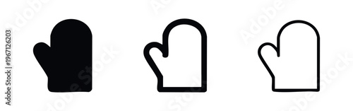 Kitchen Oven Mitt Icon Set - Protective Handwear for Cooking and Baking